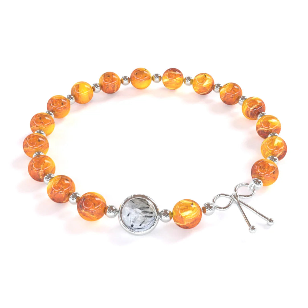 Bracelet Reposant en Ambre du Laos | Argent 925